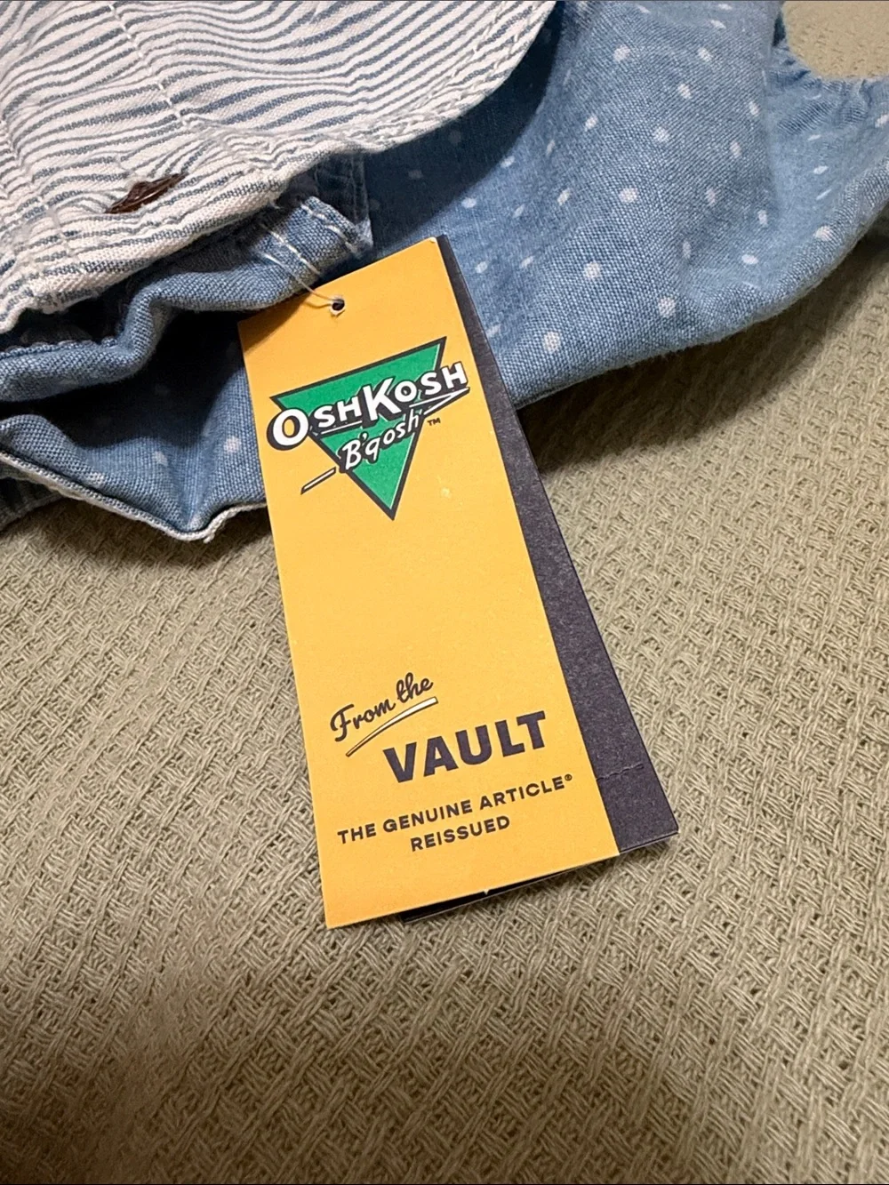 OshKosh B'gosh Light Blue Polka Dot Denim Shortall Hard to find!